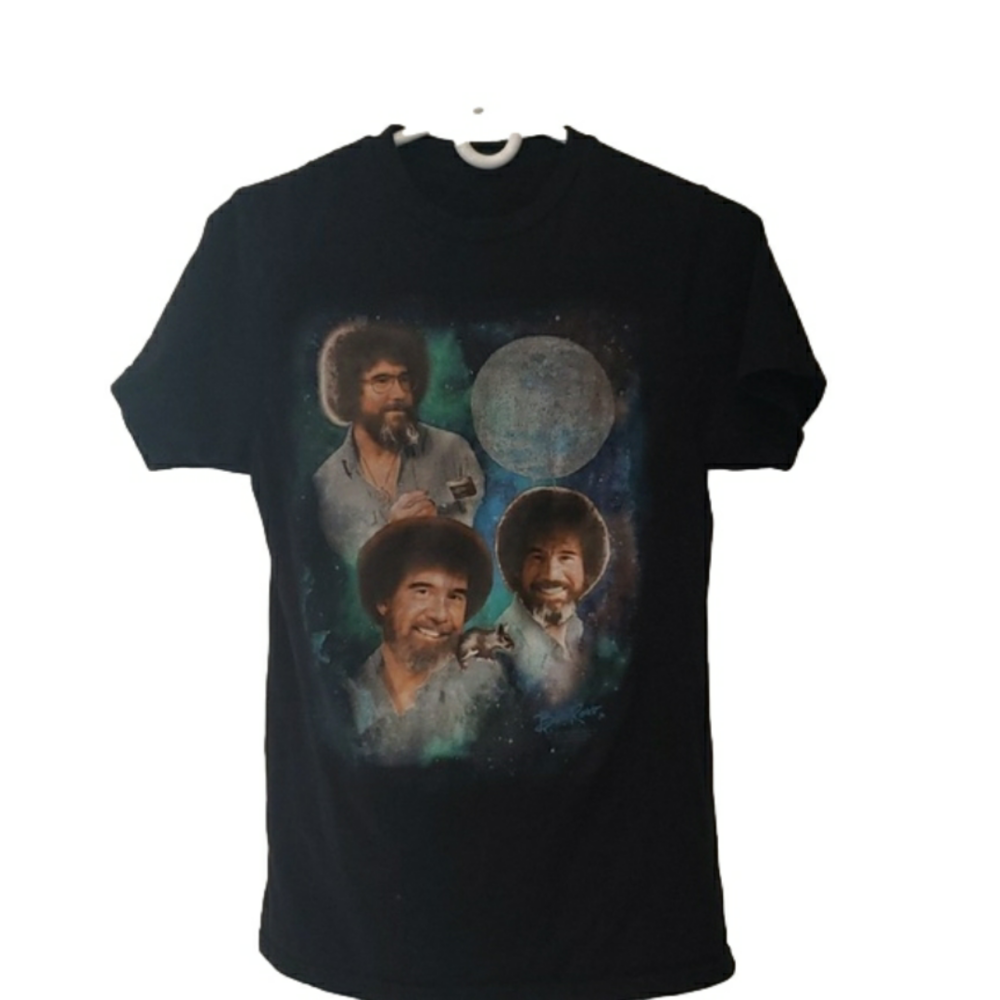 Bob Ross Ladies T-Shirt Black with Graphic Design Size Small UNISEX
